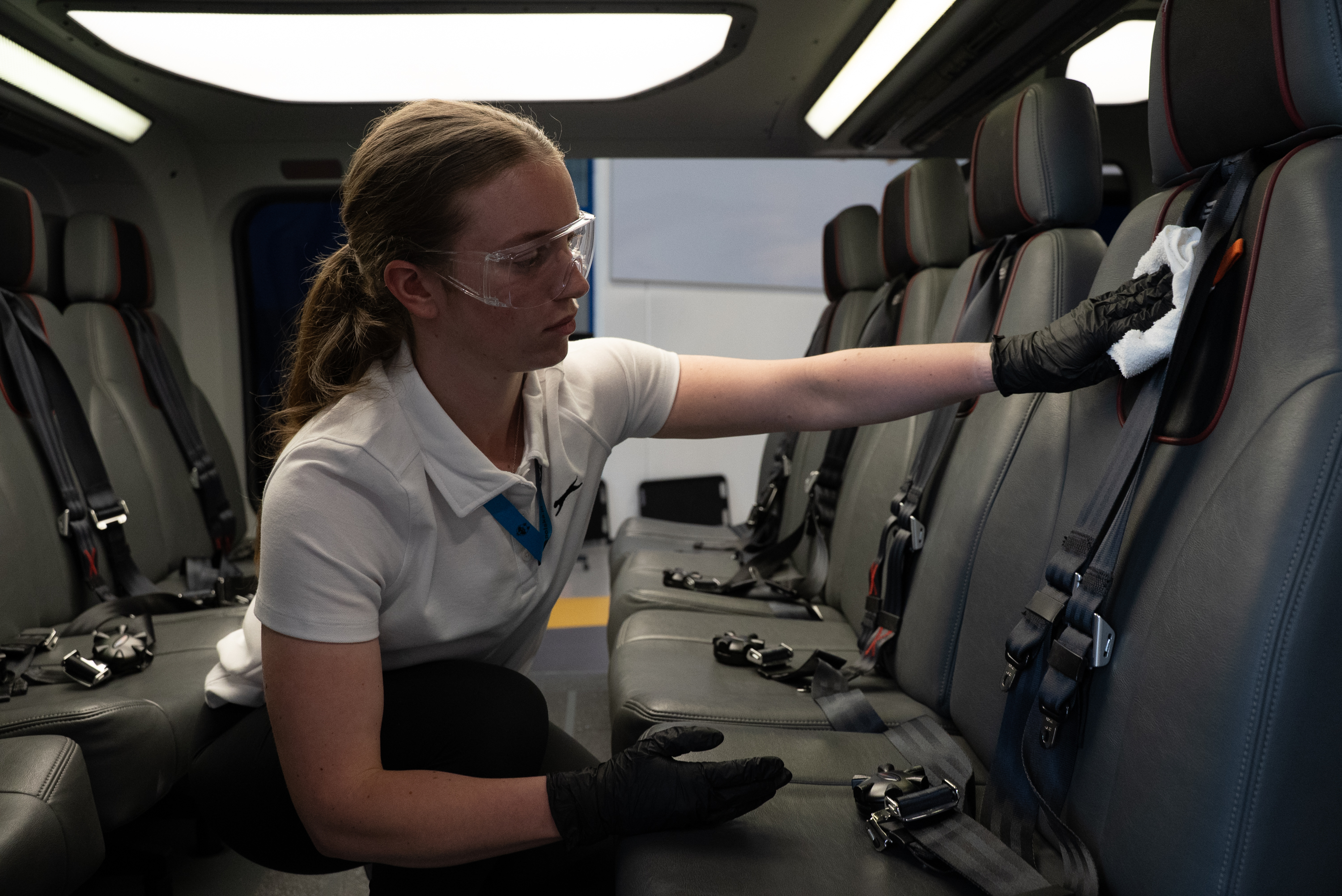 Aircraft cabin leather cleaning and conditioning — VIP seating area